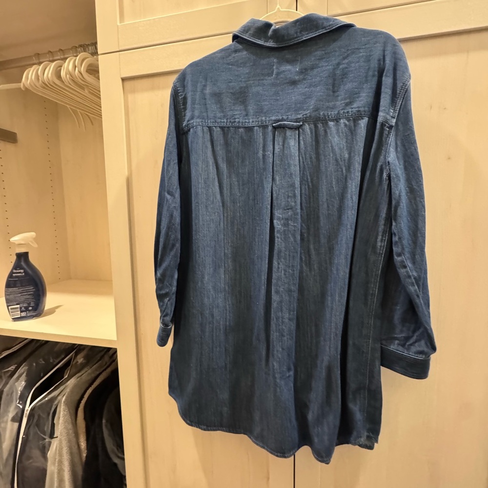 Sezane Denim Shirt Dress in Deep Blue with Brown Boots - Picture 11 of 11